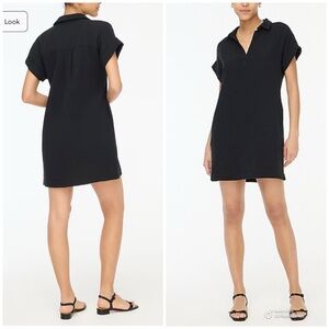 J Crew Factory Black Short Sleeve Cotton Gauze Popover Dress Size Medium NWT